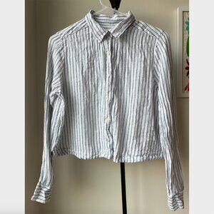Christian Siriano Blue and White Linen Button Up - Size S